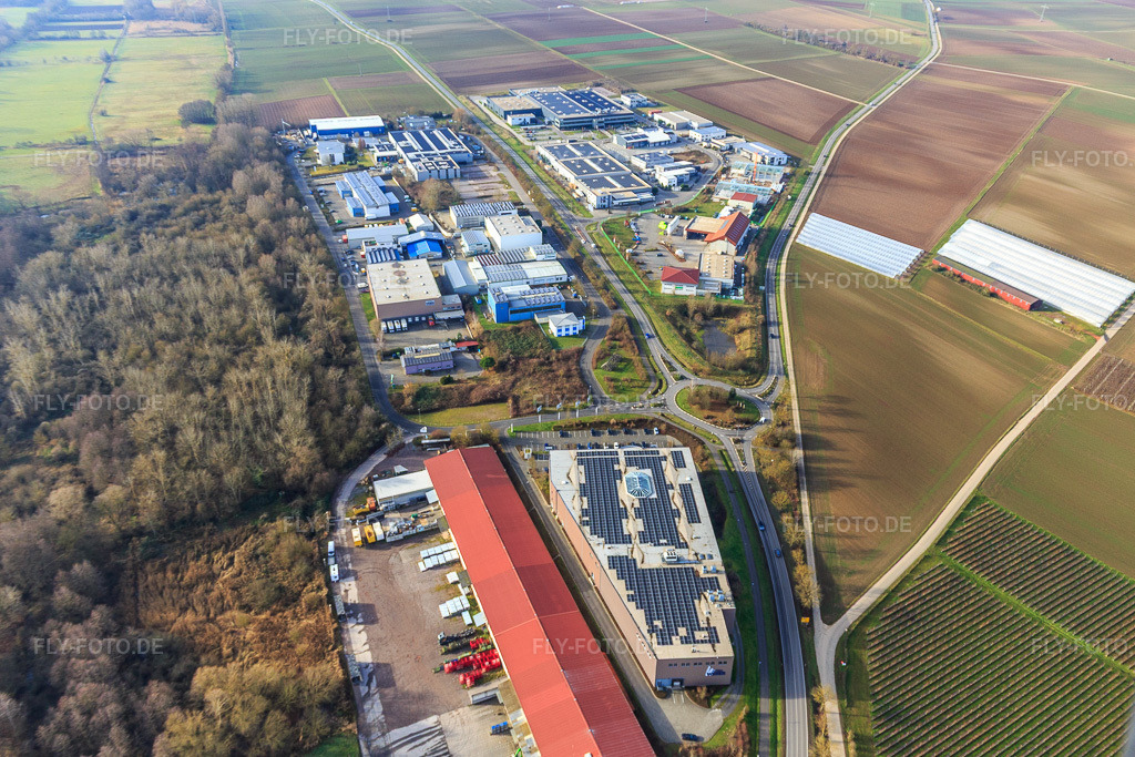 Luftbild: Gewerbepark W und W II in Herxheim bei Landau im Bundesland Rheinland-Pfalz in Deutschland. Foto: IMG_145153.jpg vom 04.01.2025 durch Werner Riehm/FLY-FOTO.de