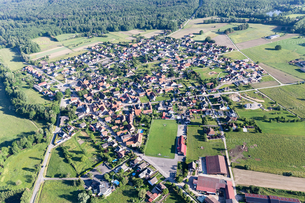 Aerial view: View of the town in Forstfeld in the state Bas-Rhin, France.Photo: IMG_115017.jpg taken on 06/01/2019 by Werner Riehm/FLY-FOTO.comResolution of the original: 5472 x 3648 px