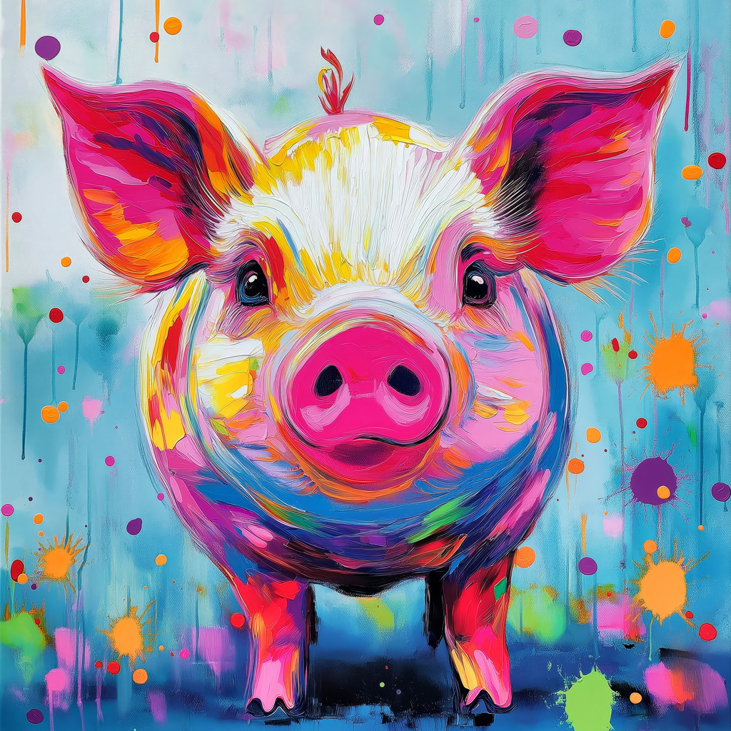 2504009 - Buntes Ferkel | Ein kleines Schwein im bunten Pop Art Look.