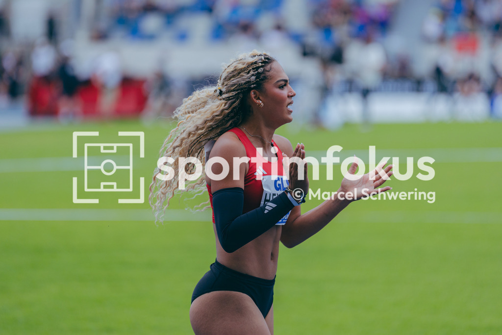 Deutsche Meisterschaften der Frauen und Männer 2026 | Samira Heygster, Eintracht Frankfurt e.V., 4x100-Meter-Staffel, Deutsche Meisterschaften der Frauen und Männer 2026, Lohrheidestadion Bochum-Wattenscheid, 26.07.2026. Foto: Marcel Schwering / sportimfokus - Realisiert mit Pictrs.com