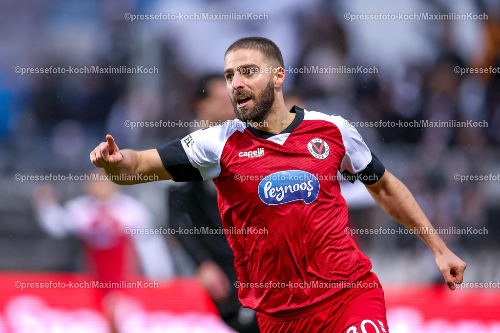 FCVK21122401089 | 21.12.2024, Fußball, FC Viktoria Köln – SV Sandhausen, 3.Liga, Sportpark Höhenberg, Saison 2024 2025: Torjubel nach dem Tor zum 1:0 durch Torschütze Serhat-Semih Güler (Viktoria Köln #30)DFB regulations prohibit any use of photographs as image sequences and or quasi-video.