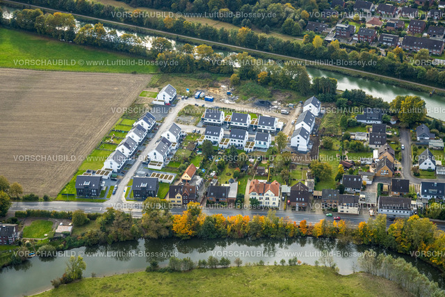 Hamm241014959 | Luftbild, Neubaugebiet für Wohnhäuser Im Fuchswinkel an der Lippestraße / Friedrichsfeld zwischen Fluss Lippe und Datteln-Hamm-Kanal, Uentrop, Hamm, Ruhrgebiet, Nordrhein-Westfalen, Deutschland