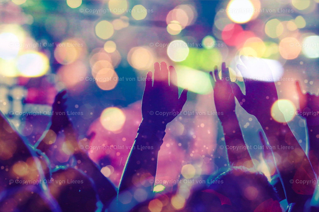 Festival Wandbilder | Lichter und jubelnde Leute auf einem Musikfestival