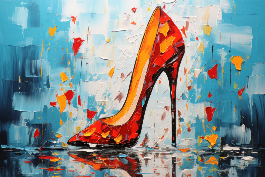 2308037 - Rote Highheels | Digitales abstraktes Gemälde von roten Highheels. Bestellen Sie dieses Motiv als hochwertigen Kunstdruck auf Leinwand, Acrylglas, Dibond oder als Poster.