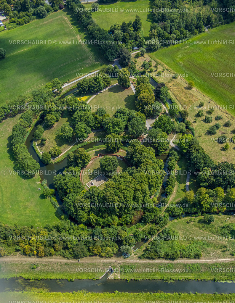 Hamm250702012Mitte | Luftbild, Marker Burghügel, Burg Mark, Fluss Ahse, Sehenswürdigkeit, Denkmal Kulturgeschichte, Uentrop, Hamm, Ruhrgebiet, Nordrhein-Westfalen, Deutschland