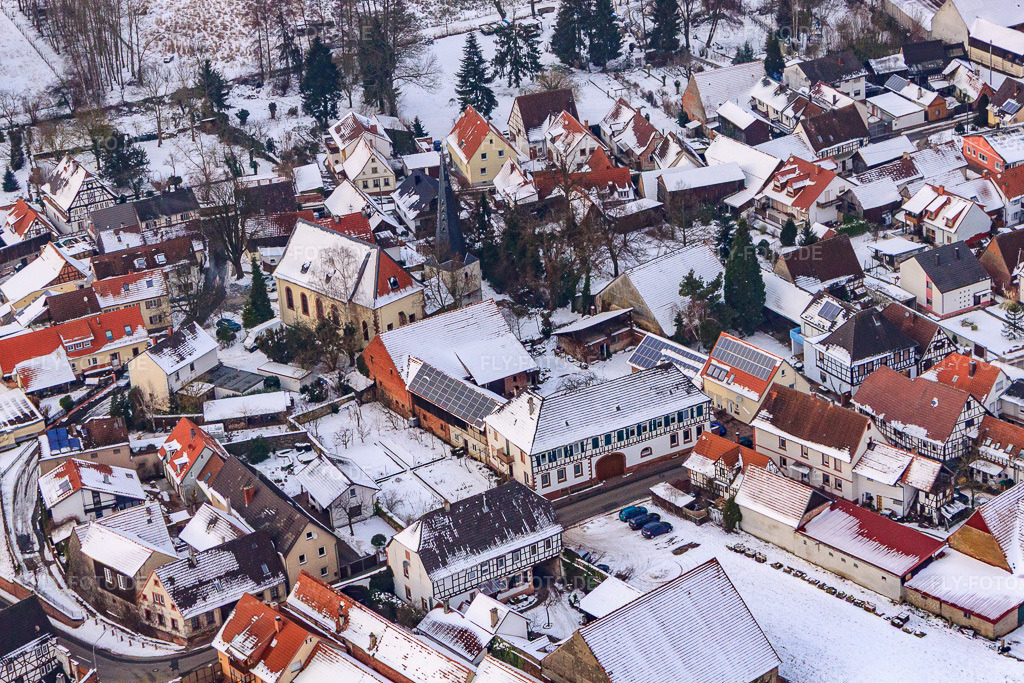 Luftbild: Kirche bei Schnee in Barbelroth im Bundesland Rheinland-Pfalz in Deutschland. Foto: IMG_23693.jpg vom 16.01.2010 durch Werner Riehm/FLY-FOTO.de