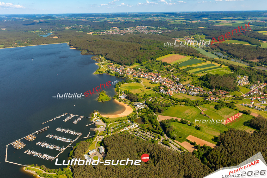 Das Luftbild zeigt : Ramsberg am Brombachsee Pleinfeld - Die Luftaufnahme wurde 2024 vom UL-Flugzeug aus erstellt ( keine Drohne ) - Hochauflösende Luftaufnahme - Für grossformatige Ausdrucke geeignet. Die Geschenkidee !Mit Lizenz und Bildrechte bestellbar