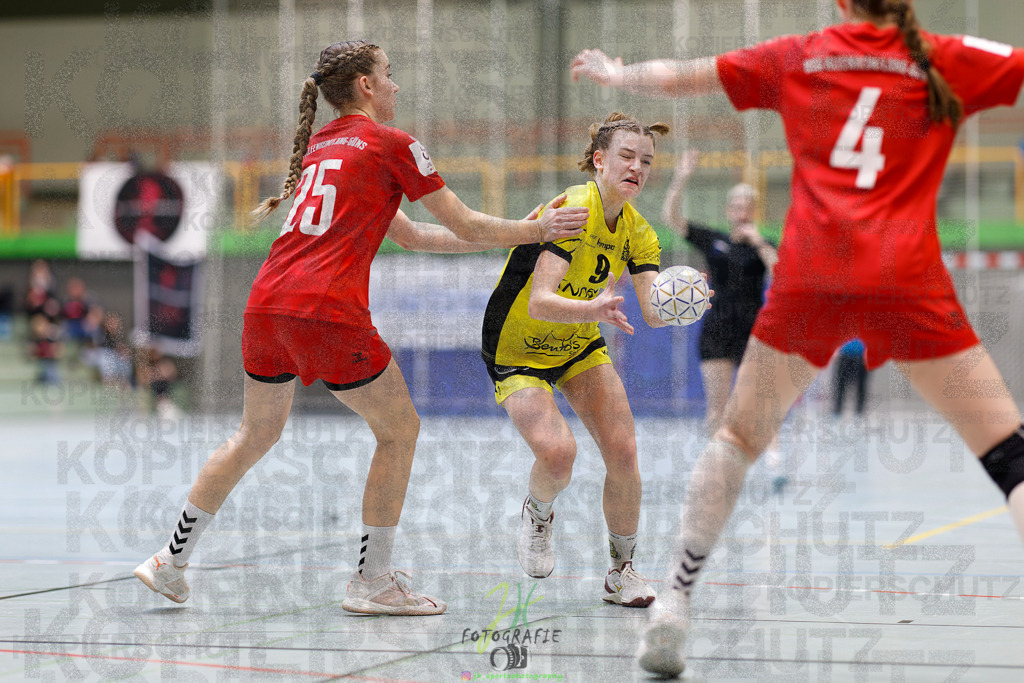 Hessenmeisterschaft wJC - Finale; HSG Kleenheim - HSG Weiterstadt/ Braunsh.Worf. | Hessenmeisterschaft wJC - Finale; HSG Kleenheim - HSG Weiterstadt/ Braunsh.Worf. am 22.03.2025 in Biedenkopf (Sporthalle Lahntalschule)Photo © 2025 - Jörg Heinrich - Realisiert mit Pictrs.com