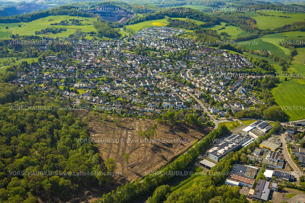 Arnsberg230500349 | Luftbild, Waldschäden, Märkische Straße, Ortsansicht, Herdringen, Arnsberg, Sauerland, Nordrhein-Westfalen, Deutschland