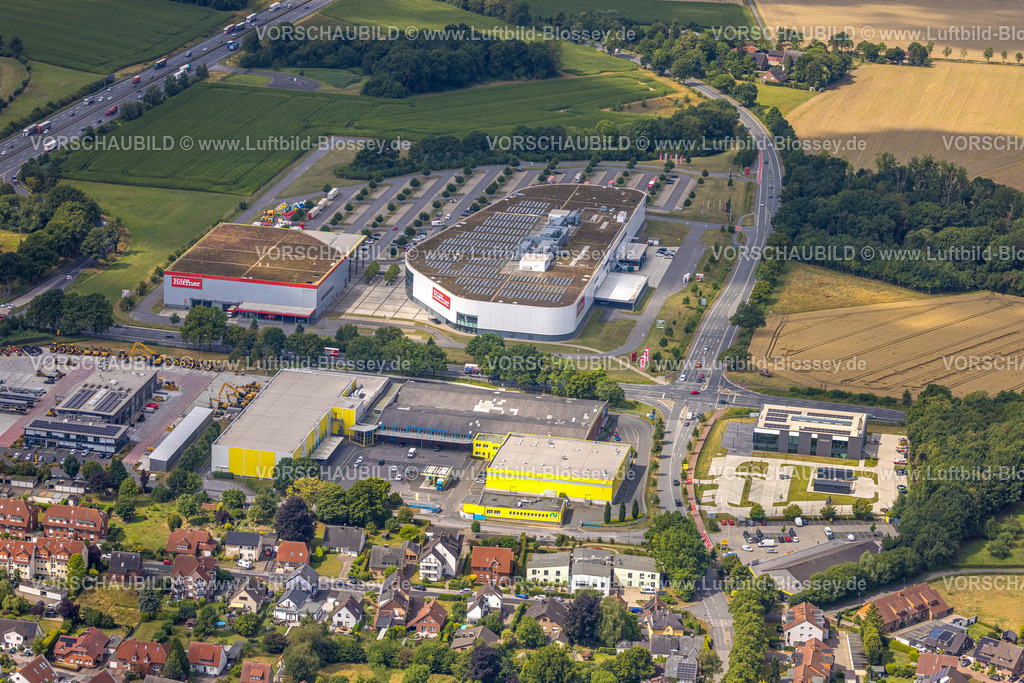 Hamm250701363Rhynern | Luftbild, Möbel Höffner Einrichtungshaus und Parkplatz, Straßenkreuzung Werler Straße (B63) und Unnaer Straße, Rullko SB Großmarkt und Mnsing Galerie,  Stadtbezirk Rhynern, Hamm, Ruhrgebiet, Nordrhein-Westfalen, Deutschland