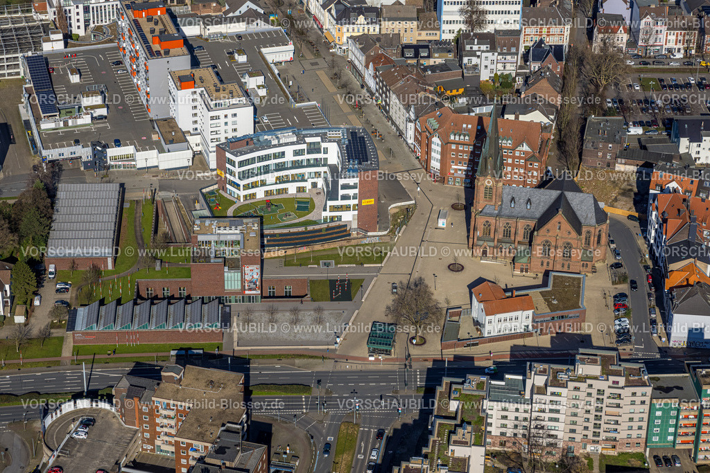 Herne230212066 | Luftbild, Neubau Europagarten und Europaplatz, Kreuzkirche und Bahnhofstraße, Herne-Mitte, Herne, Ruhrgebiet, Nordrhein-Westfalen, Deutschland