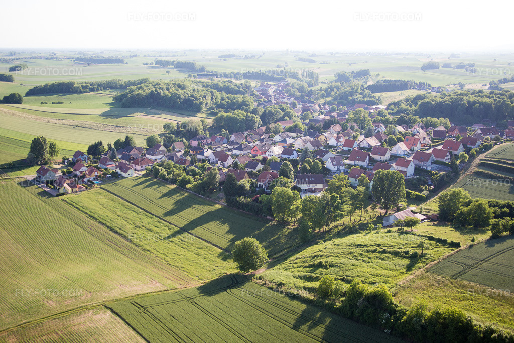 Aerial view: View of the town in Neewiller-près-Lauterbourg in the state Bas-Rhin, France.Photo: IMG_080164.jpg taken on 06/05/2015 by Werner Riehm/FLY-FOTO.comResolution of the original: 5472 x 3648 px