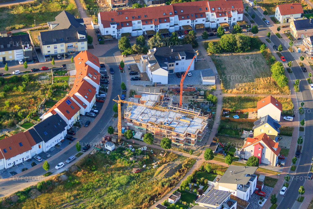 Luftbild: Baustelle in der Einzkeimer Straße in Mutterstadt im Bundesland Rheinland-Pfalz in Deutschland. Foto: IMG_69536.jpg vom 04.07.2014 durch Werner Riehm/FLY-FOTO.de