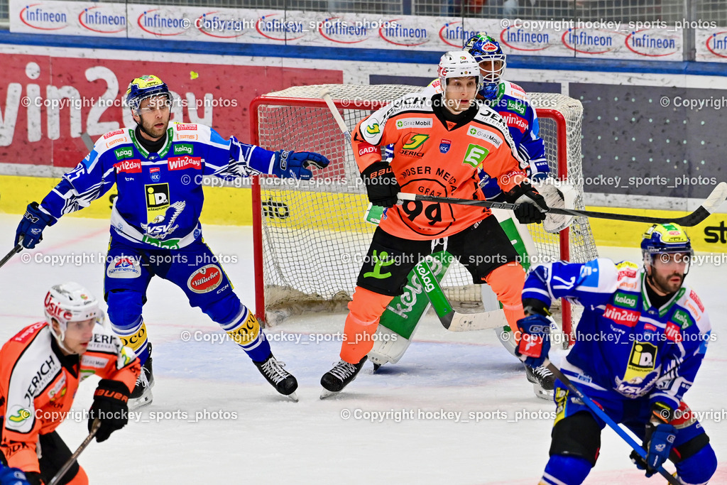 EC IDM Wärmepumpen VSV vs. Moser Medical Graz 99ers | #95 Mark Katic EC VSV, #35 Joe Cannata EC VSV, #52 Paul Huber Graz 99ers, #71 Steven Strong EC VSV, EC IDM Wärmepumpen VSV vs. Moser Medical Graz 99ers, EC IDM WÄRMEPUMPEN VSV vs. MOSER MEDICAL GRAZ99ERS am 17.10.2025 in Villach (Stadthalle Villach), Austria, (Photo by Bernd Stefan)