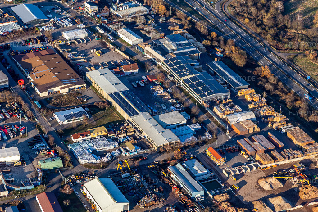 Luftbild: PRP Papier Recycling Pfalz GmbH in Venningen im Bundesland Rheinland-Pfalz in Deutschland.Foto: IMG_130672.jpg vom 23.02.2022 durch Werner Riehm/FLY-FOTO.deAuflösung des Originals: 5458 x 3638 pxRegion Südwest // REMONDIS Entsorgung