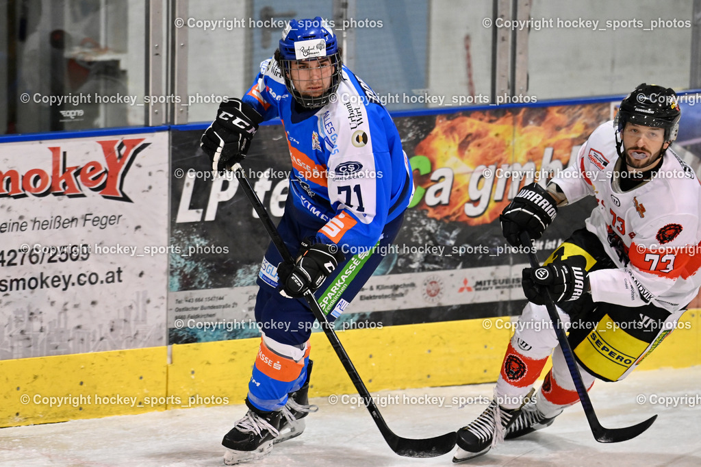 ESC SPARKASSE STEINDORF vs. EV ZELTWEG MURTAL LIONS | #71 Dobnig Elias ESC Steindorf, #73 Goja Nico EV ZELTWEG MURTAL LIONS, ESC SPARKASSE STEINDORF vs. EV ZELTWEG MURTAL LIONS, ESC SPARKASSE STEINDORF vs. EV ZELTWEG MURTAL LIONS am 27.12.2025 in Steindorf (Ossiachersee Halle), Austria, (Photo by Bernd Stefan)