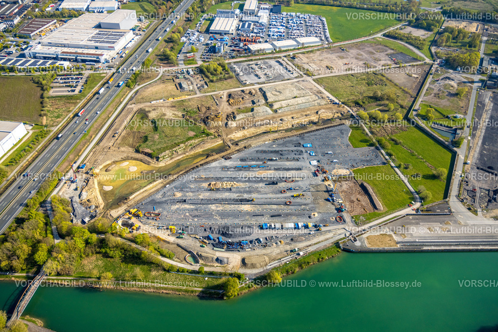 Hamm260400008Uentrop | Luftbild, RWE Kraftwerk Westfalen Gelände, Erweiterungsfläche für Batteriespeicher, Geithe Renaturierung, Kernkraftwerk THTR-300 (Thorium-Hoch-Temperatur-Reaktor), Hochtemperaturreaktor heliumgekühlt, Kugelhaufenreaktor, Kernkraftwerk und Atomkraftwerk,, Uentrop, Hamm, Ruhrgebiet, Nordrhein-Westfalen, Deutschland