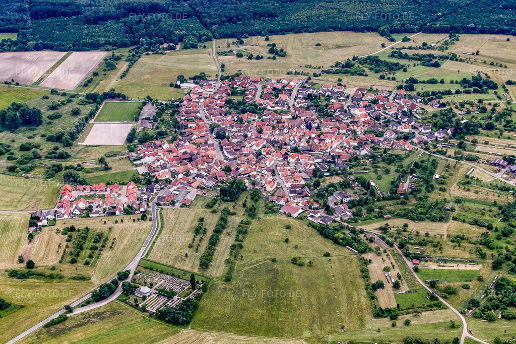 Ortsansicht aus Norden | Luftbild: Ortsansicht aus Norden im Ortsteil Büchelberg in Wörth im Bundesland Rheinland-Pfalz in Deutschland. Foto: IMG_19041.jpg vom 20.06.2009 durch Werner Riehm/FLY-FOTO.de - Realisiert mit Pictrs.com