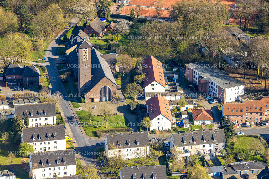 Luenen250404336 | Luftbild, Kirche St. Ludger, Alstedde, Lünen, Ruhrgebiet, Nordrhein-Westfalen, Deutschland