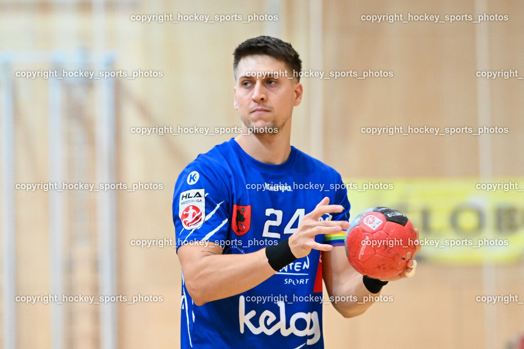 SC Ferlach vs. HSG Holding Graz 23.9.2023 | #24 JOVANOVIC Mladan SC Ferlach, SC Ferlach vs. HSG Holding Graz 23.9.2023, SC Ferlach vs. HSG Holding Graz am 23.09.2023 in Bleiburg (Ballspielhalle Ferlach), Austria, (Photo by Bernd Stefan)