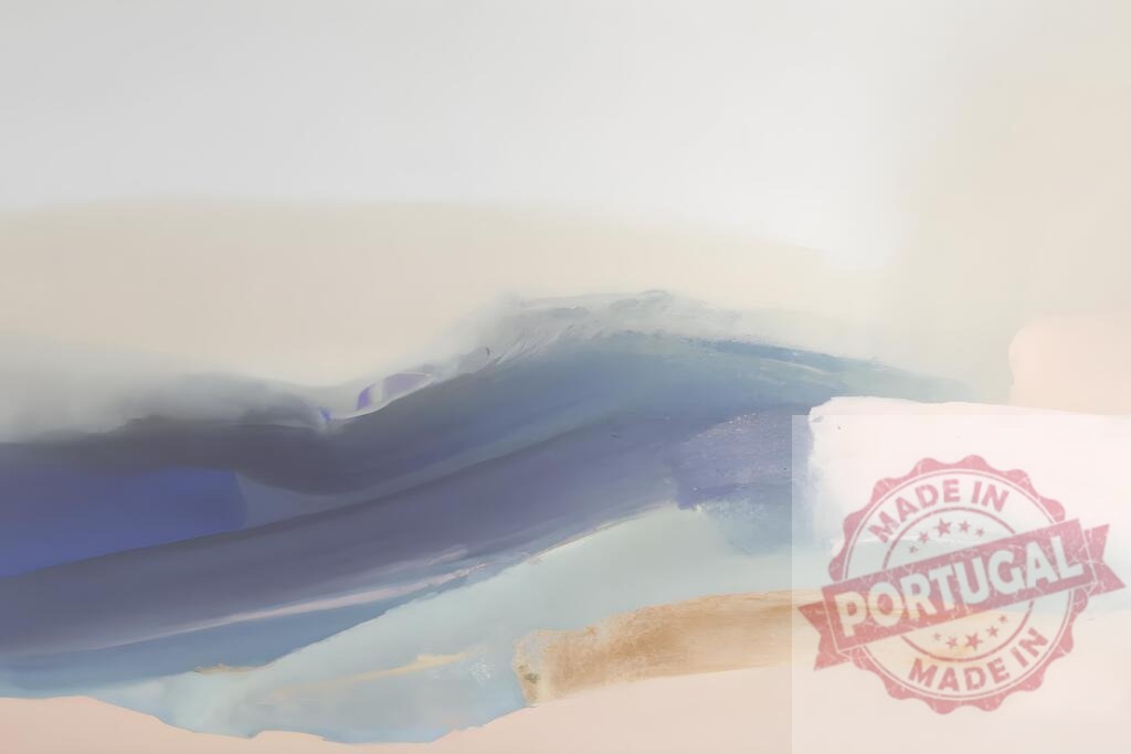 Abstract painting depicting pastel blue and beige landscape | Abstract painting showing soft brushstrokes creating a calming, serene landscape - Realisiert mit Pictrs.com