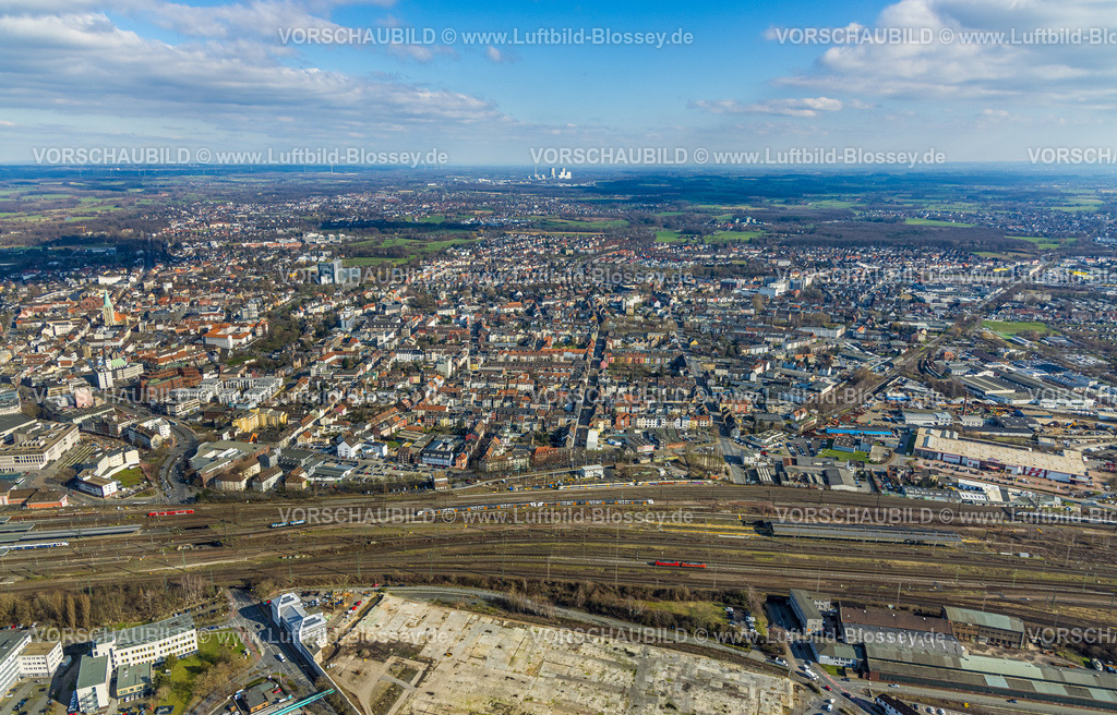Hamm230215671 | Luftbild, Rangierbahnhof Hamm, Blick zur City, Mitte, Hamm, Ruhrgebiet, Nordrhein-Westfalen, Deutschland