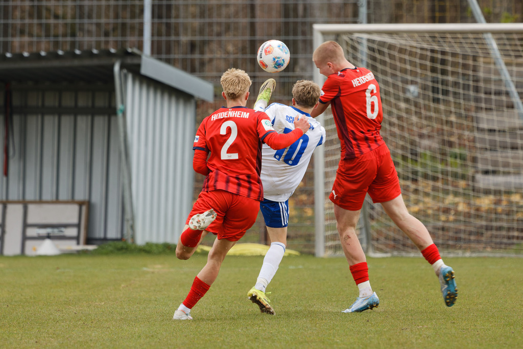 20260412-FCHS04_093 | 1.FC Heidenheim 1846 vs. FC Schalke 04, Fußball, U19, A-Junioren, NWL, U19-DFB-Nachwusliga, 2025/2026, 8. Spieltag, 12.04.2026 in Heidenheim, Walter-Birkhold-Jugendstadion (Foto: Michael Bulling) - Realisiert mit Pictrs.com