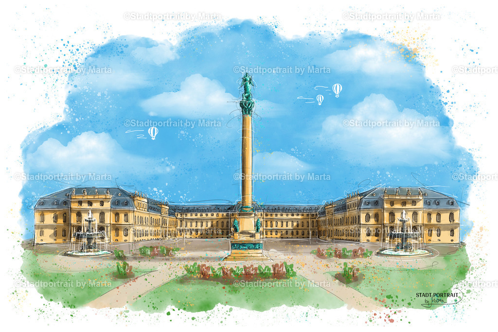 stuttgart-schlossplatz-kunstdruck-poster-wandbild | Stadtportrait by Marta