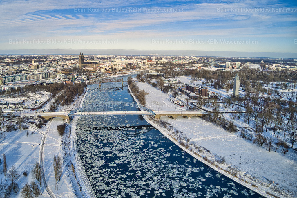 magdeburg_sternbrücke_0029 | Treibeis auf der Elbe bei Sternbrücke und Stadtpark - Realisiert mit Pictrs.com