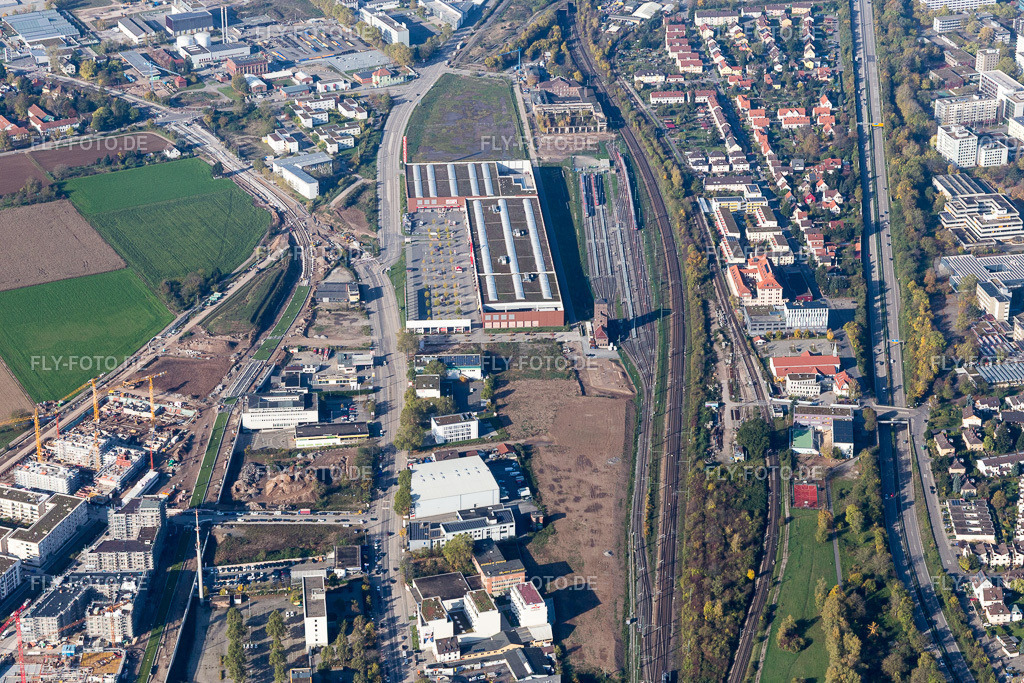 Ortsansicht | Luftbild: Ortsansicht im Ortsteil Bahnstadt in Heidelberg im Bundesland Baden-Württemberg in Deutschland. Foto: IMG_104226.jpg vom 31.10.2017 durch Werner Riehm/FLY-FOTO.de - Realisiert mit Pictrs.com