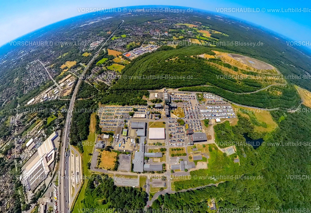 Bottrop230790164_Prosper Haniel | Luftbild, Schachtanlage Franz Haniel 1/2, Prosper Haniel, Halde Haniel, Erdkugel, Fisheye Aufnahme, Fischaugen Aufnahme, 360 Grad Aufnahme, tiny world, Fuhlenbrock, Bottrop, Ruhrgebiet, Nordrhein-Westfalen, Deutschland