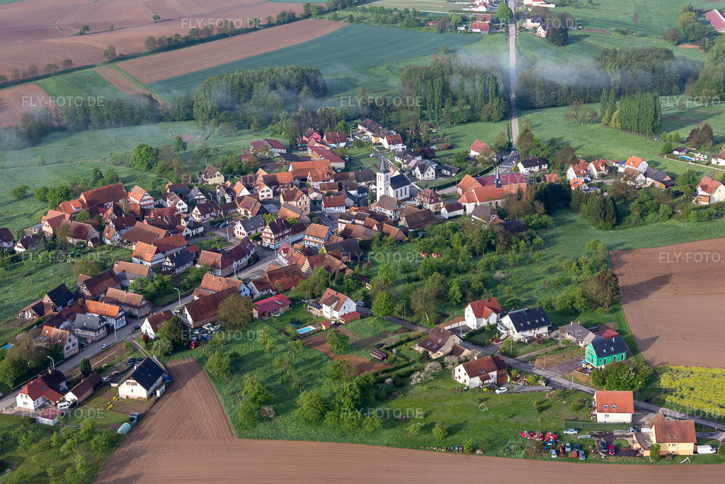 Luftbild: Ortsansicht in Keffenach im Bundesland Bas-Rhin in Frankreich. Foto: IMG_113805.jpg vom 29.04.2019 durch Werner Riehm/FLY-FOTO.de