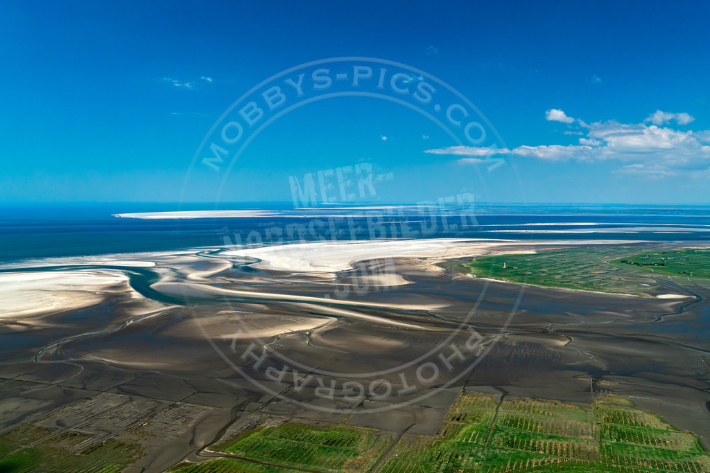 Wattenmeer von oben | Luftaufnahme Westerher Leuchtturm
