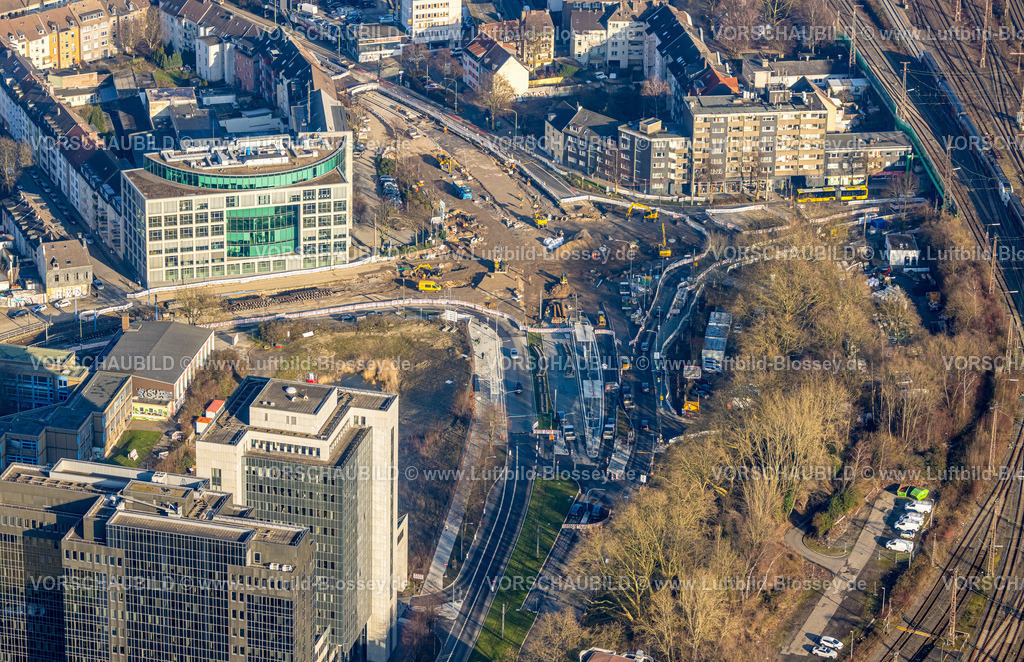 Essen260100891 | Luftbild, Straßenbauarbeiten Kreuzung Hollestraße und Herkulestraße sowie Varnhorststraße und Steeler Straße, Welcome-Center Essen (WSC), Ostviertel, Essen, Ruhrgebiet, Nordrhein-Westfalen, Deutschland