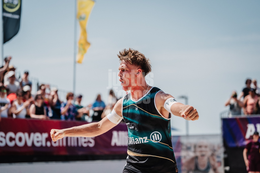Beachvolleyball | Männer | Allianz German Beach Tour 2025 | Tourstop Bremen | 14.06.2025 | Luis Kubo jubelt