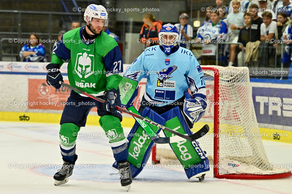 EC iDM Wärmepumpen VSV vs. KHL Sisak | #70 Lukas Moser EC VSV, EC iDM Wärmepumpen VSV vs. KHL Sisak, EC iDM Wärmepumpen VSV vs. KHL Sisak am 02.09.2025 in Villach (Stadthalle Villach), Austria, (Photo by Bernd Stefan)