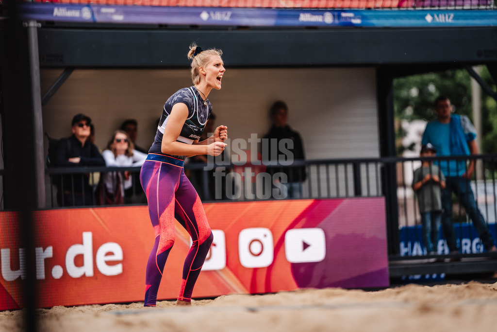 Beachvolleyball | Frauen | Allianz German Beach Tour 2025 | Tourstop Hamburg | 30.05.2025 | Sarah Schneider jubelt