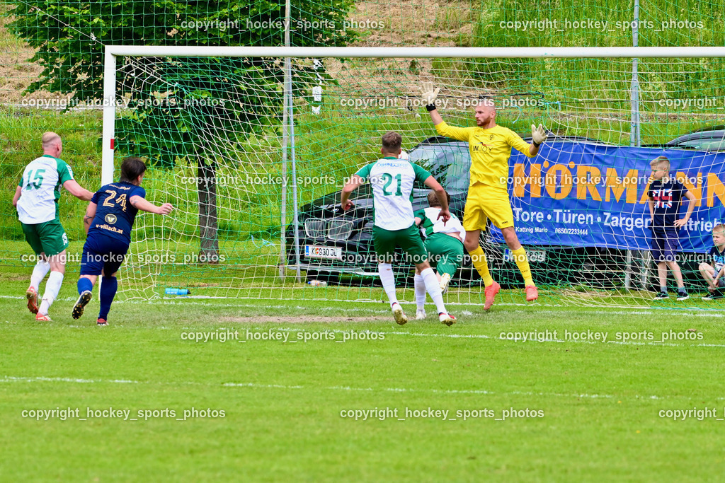 ATUS Velden vs. VST Völkermarkt | Tor VST Völkermarkt, #24 Gerfried Einspieler ATUS Velden, #21 Oliver Kuester VST Völkermarkt, #31 Alexander Kofler ATUS Velden, #11 Marco Raunegger ATUS Velden, #10 Mario Michael Kuester VST Völkermarkt, ATUS Velden vs. VST Völkermarkt, ATUS Velden vs. VST Völkermarkt am 30.05.2024 in St. Egyden (Sportpark St. Egyden), Austria, (Photo by Bernd Stefan)
