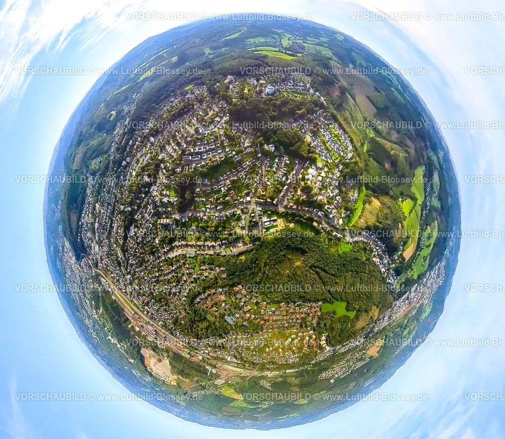 Siegen230990409Geisweid | Luftbild, Ortsansicht Ortsteil Geisweid, Erdkugel, Fisheye Aufnahme, Fischaugen Aufnahme, 360 Grad Aufnahme, tiny world, Geisweid-Ruhrst, Siegen, Sauerland, Nordrhein-Westfalen, Deutschland