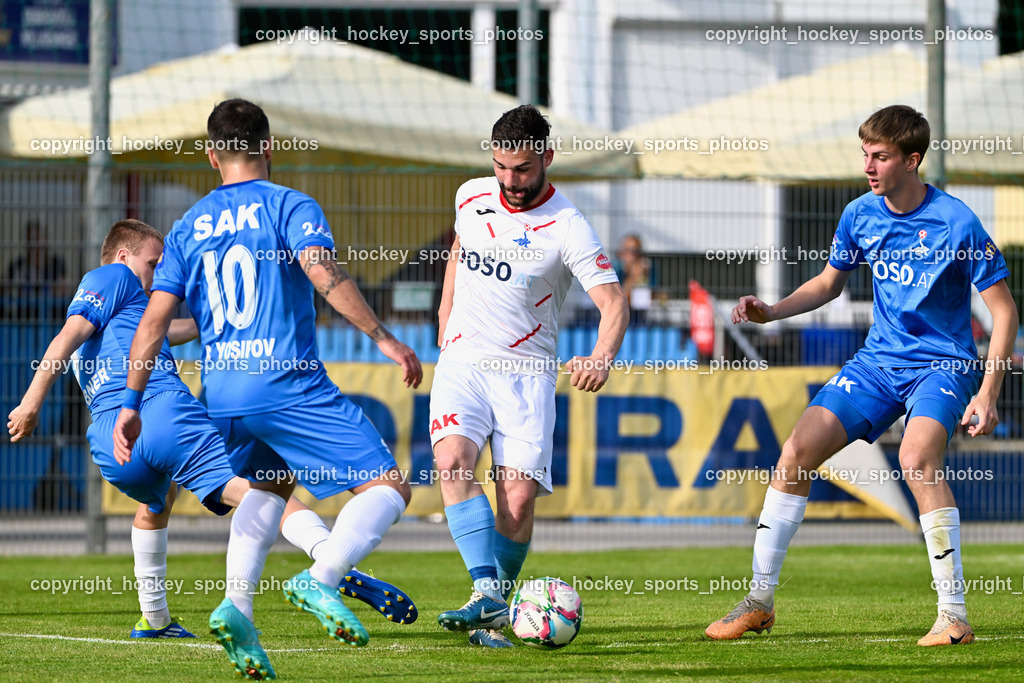 SAK Klagenfurt vs. SVG Bleiburg | #13 Fabian Griesebner SAK, #10 Yosifov Svetlozar Angelov SAK, #10 Dominik Peketz SVG Bleiburg, #5 Jakob Geister SAK, SAK Klagenfurt vs. SVG Bleiburg, SAK Klagenfurt vs. SVG Bleiburg am 11.05.2024 in Klagenfurt (Sportpark Welzenegg), Austria, (Photo by Bernd Stefan)