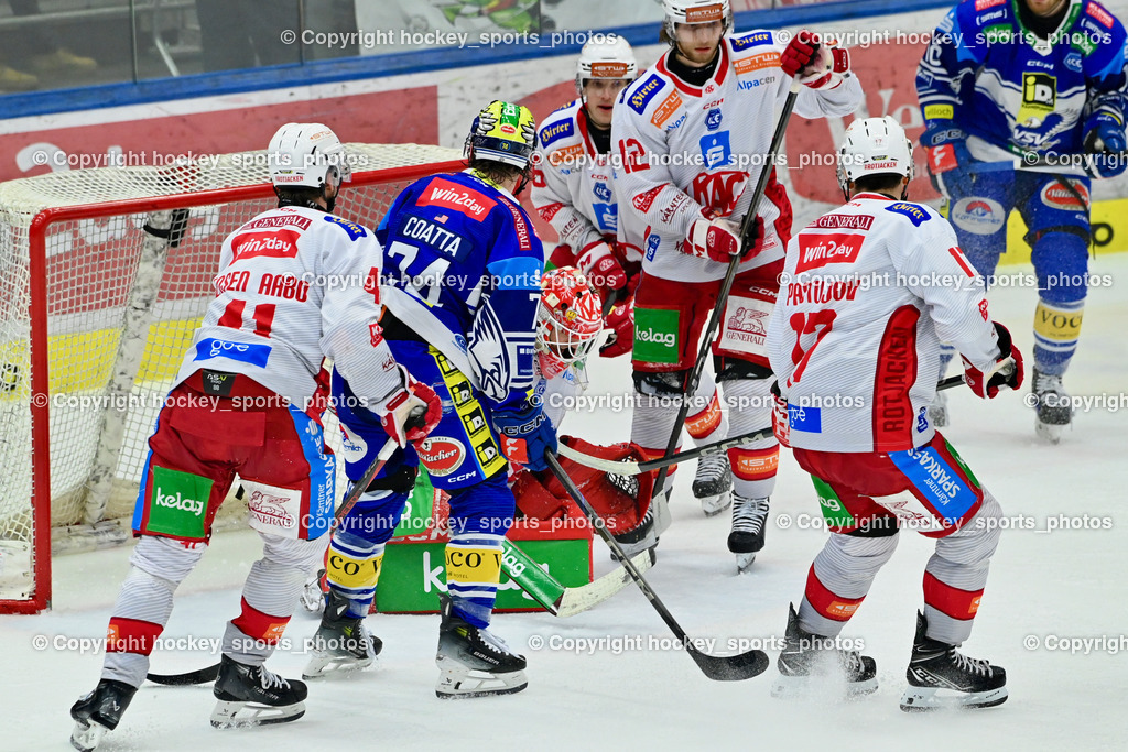 EC IDM WÄRMEPUMPEN VSV vs. EC KAC | #41 Jensen Aabo Jesper EC KAC, #74 COATTA Max EC VSV, #32 Dahm Sebastian EC KAC, #12 Maier David EC KAC, #17 Pastujov Nick EC KAC, EC IDM WÄRMEPUMPEN VSV vs. EC KAC, EC IDM WÄRMEPUMPEN VSV vs. EC KAC am 02.02.2025 in Villach (Stadthalle Villach), Austria, (Photo by Bernd Stefan)