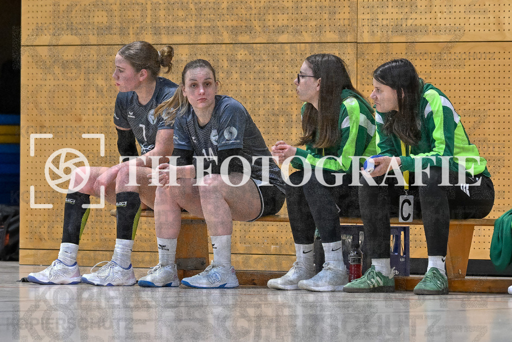 GER, SG Maulburg/Steinen - HB Kinzigtal, Frauen-Handball, Oberliga Suedbaden, 21. Spieltag, Saison 2024/2025, 06.04.2025 | Eva Kilguß (HB Kinzigtal, #07), Fanny Müller (HB Kinzigtal, #14)GER, SG Maulburg/Steinen - HB Kinzigtal, Frauen-Handball, Oberliga Suedbaden, 21. Spieltag, Saison 2024/2025, 06.04.2025Foto: TH Fotografie/Thomas Hess