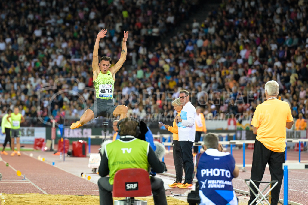 Leichtathletik: Weltklasse Zürich | 08.09.2022, Zürich, Letzigrund, Leichtathletik: Weltklasse Zürich, MONTLER Thobias (SWE) im Weitsprung der Männer. - Realisiert mit Pictrs.com