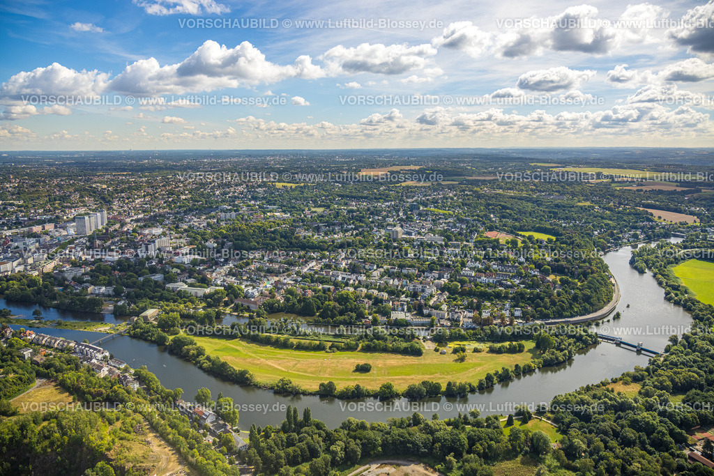 Muelheim220802136 | Luftbild, Ruhrinsel und Ruhrschleuse, Altstadt I - Südwest, Mülheim an der Ruhr, Ruhrgebiet, Nordrhein-Westfalen, Deutschland
