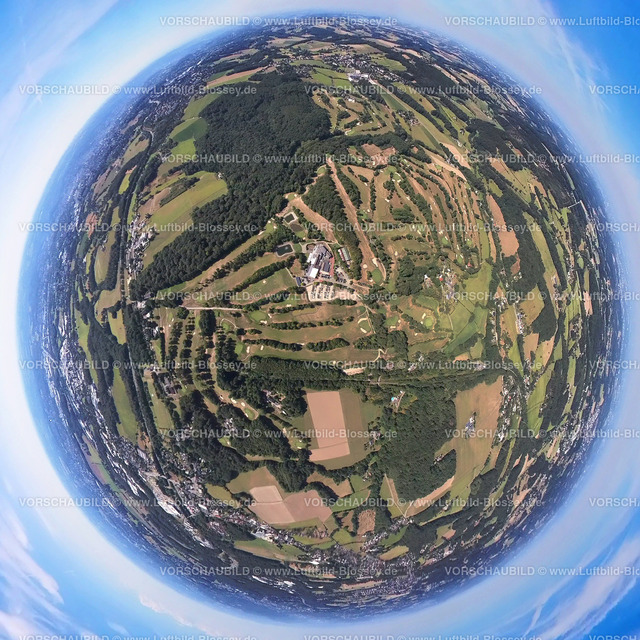 Sprockhoevel20220823GolfclubFelderbachVesper | Luftbild, Golfplatz Golfclub Felderbach Sprockhövel, Golfhotel Vesper, Fisheye Aufnahme, Fischaugen Aufnahme, 360 Grad Aufnahme, Gennebreck, Sprockhövel, Ruhrgebiet, Nordrhein-Westfalen, Deutschland