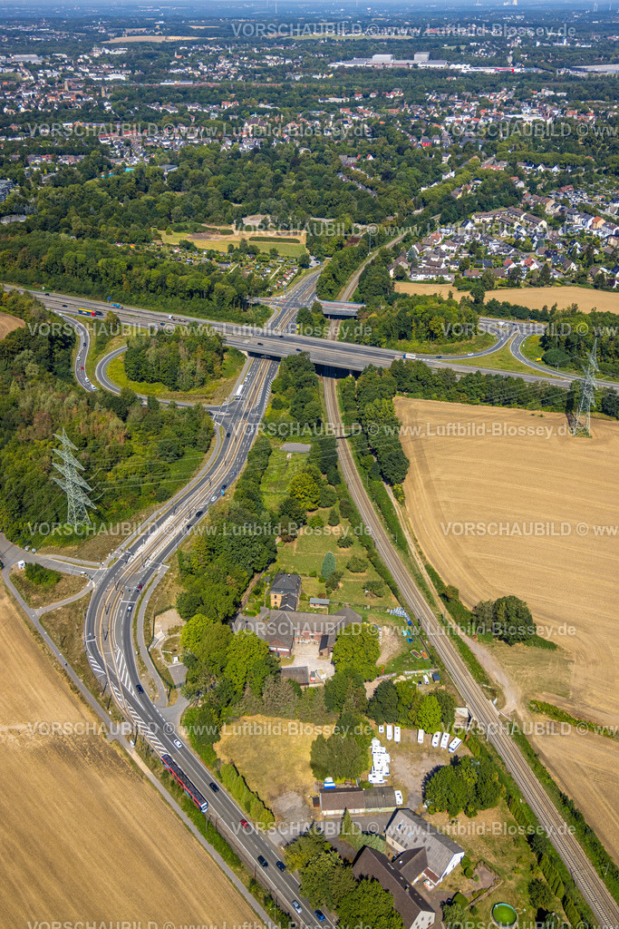 Witten220808683 | Luftbild, renovierte Autobahnanschlussstelle A44 Witten-Zentrum, Hof Bockholt, Papenholz, Witten, Ruhrgebiet, Nordrhein-Westfalen, Deutschland