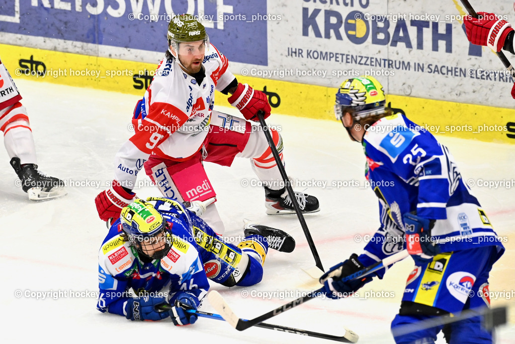 EC IDM Wärmepumpen VSV vs. HCB Südtirol Alperia | #90 Dylan Diperna HCB Südtirol Alperia, #46 Paul Sintschnig EC VSV, EC IDM Wärmepumpen VSV vs. HCB Südtirol Alperia, EC IDM Wärmepumpen VSV vs. HCB Südtirol Alperia am 28.12.2025 in Villach (Stadthalle Villach), Austria, (Photo by Bernd Stefan)