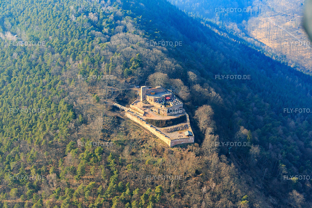 Burgruine Rietburg | Luftbild: Burgruine Rietburg in Rhodt unter Rietburg im Bundesland Rheinland-Pfalz in Deutschland. Foto: IMG_086483.jpg vom 18.03.2016 durch Werner Riehm/FLY-FOTO.de - Realisiert mit Pictrs.com