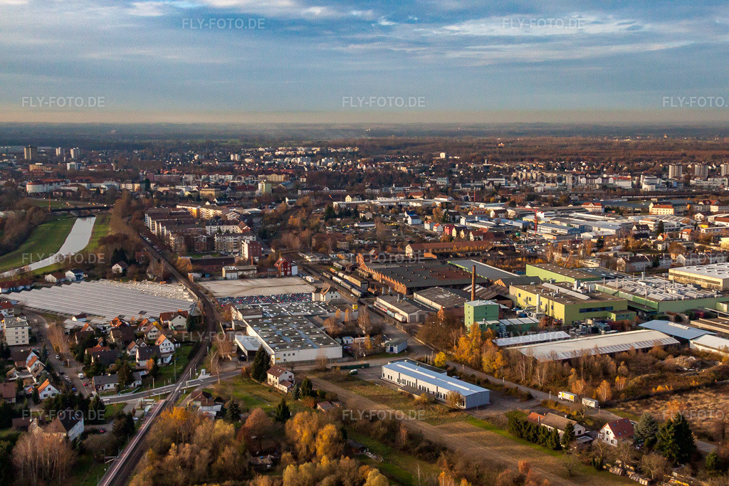 Luftbild: Industriestr in Rastatt im Bundesland Baden-Württemberg in Deutschland. Foto: IMG_22863.jpg vom 21.11.2009 durch Werner Riehm/FLY-FOTO.de