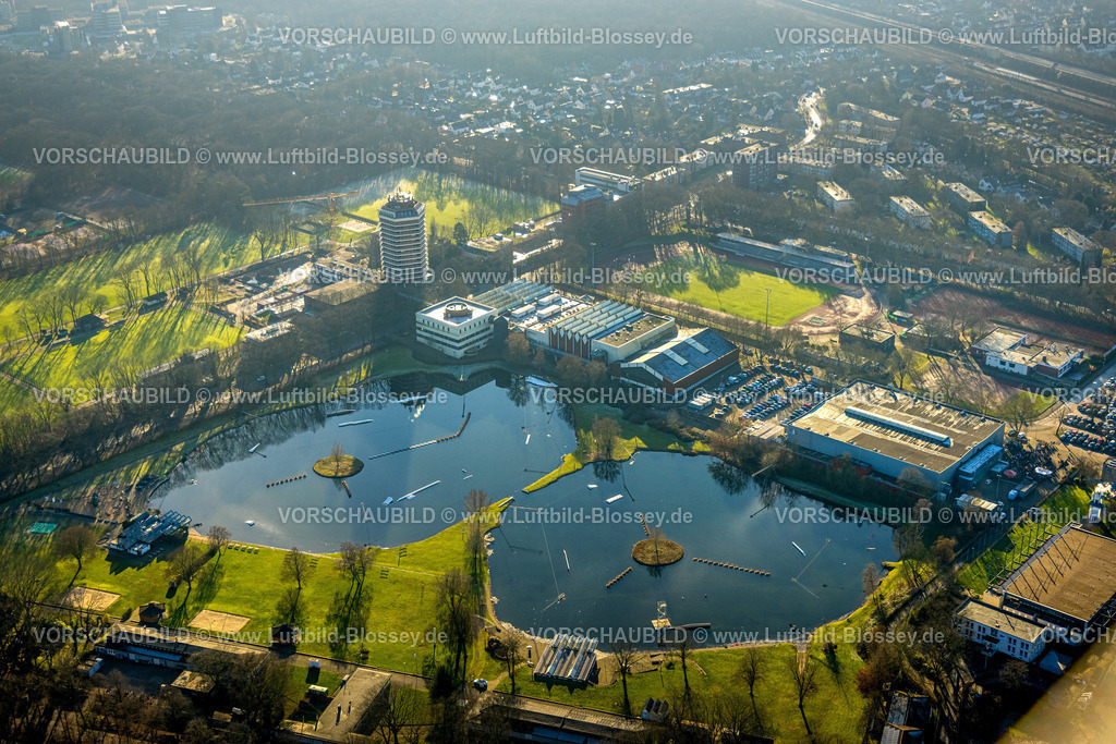 Duisburg241202102 | Luftbild, Sportpark am Margaretensee und Wasserski Wedau Sprunganlage, Strandbad, Sportschule Wedau Hochhaus, Neudorf, Duisburg, Ruhrgebiet, Nordrhein-Westfalen, Deutschland